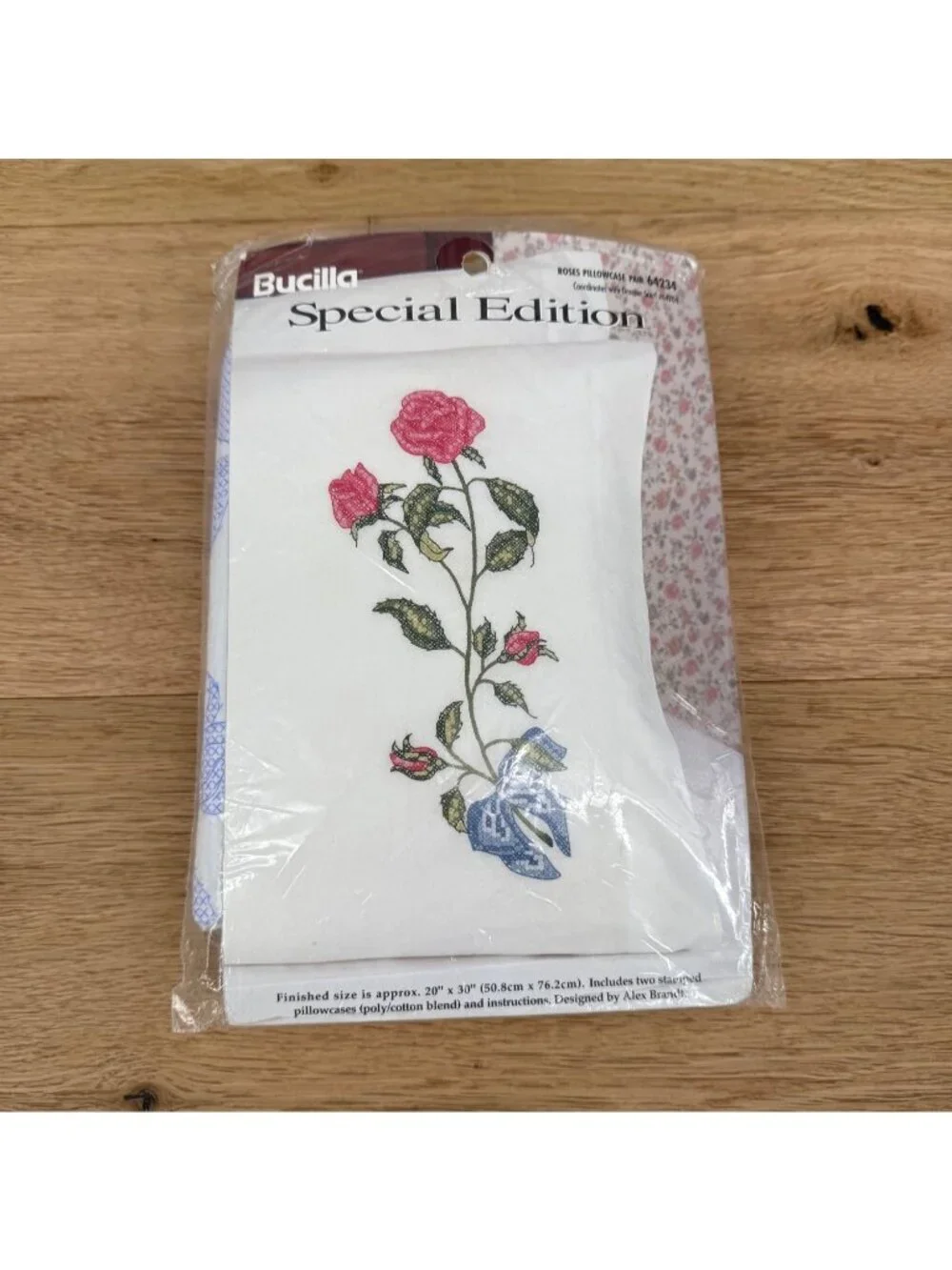 Bucilla VTG Roses Pillowcase Pair Stamped Cross Stitch Kit 64234 Special Edition
